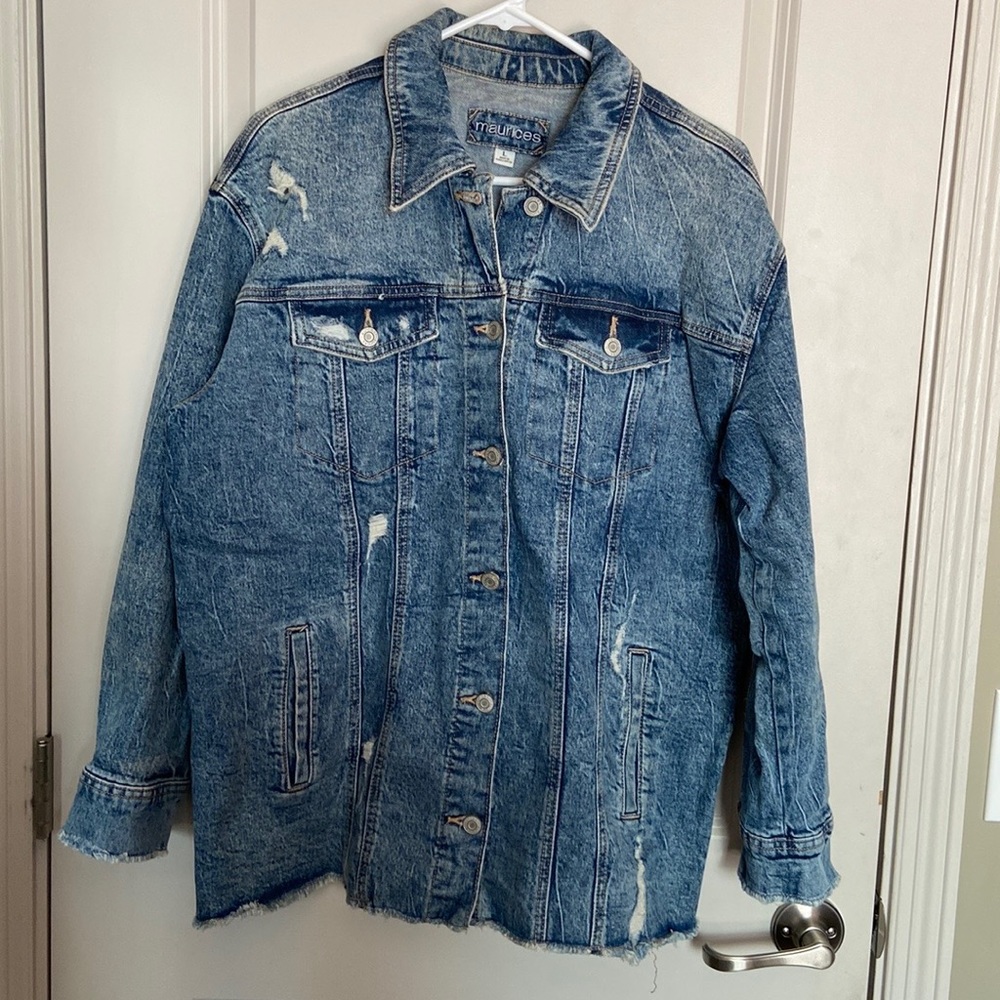 Oversized Distressed Jean Jacket